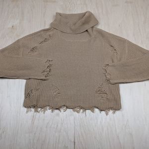 Full Circle Trends, Distressed, Cropped, Cowl Neck Sweater NWT Women's (L)